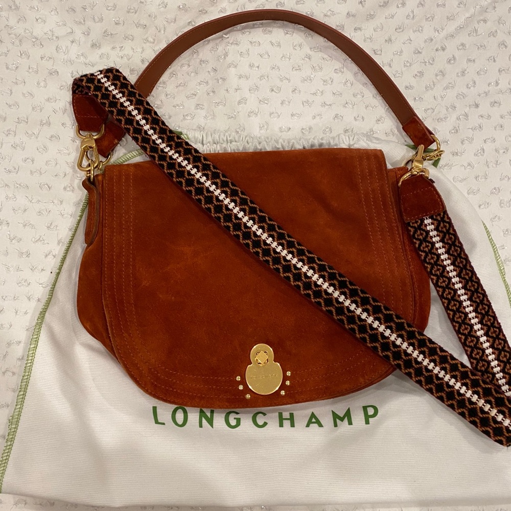 LONGCHAMP CAVALCADE LARGE SUEDE CROSSBODY TOTE BAG